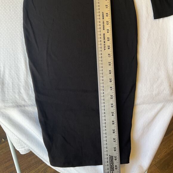 Fashion Nova Women Dress XS Black Bodycon Amari Ribbed Midi Dress Long Sleeve - Picture 5 of 7